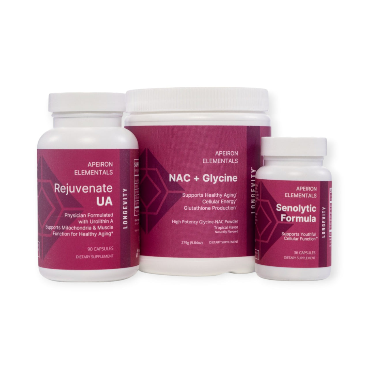 Longevity Trio (NAC + Glycine, Rejuvenate UA, & Senolytic)